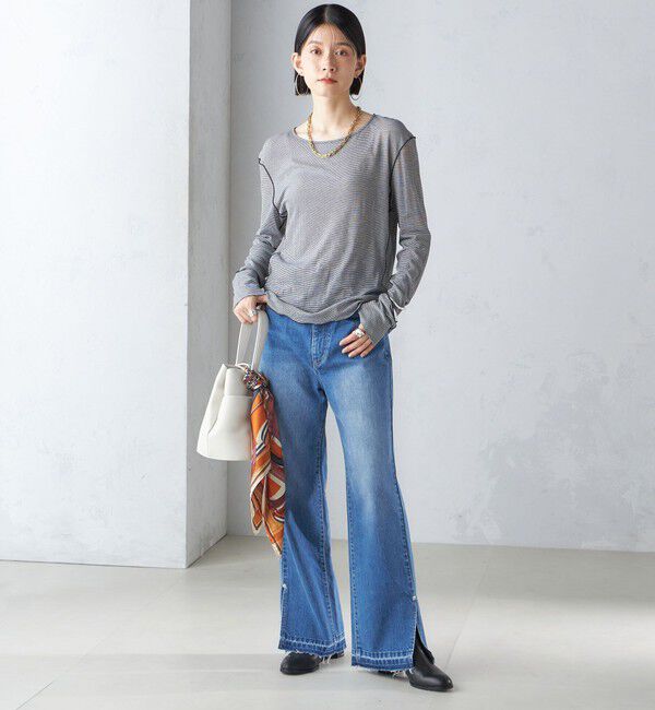 SHIPS for women「〈手洗い可能〉シアー ストレッチ クルーネック プルオーバー」|Tシャツ・カットソー|