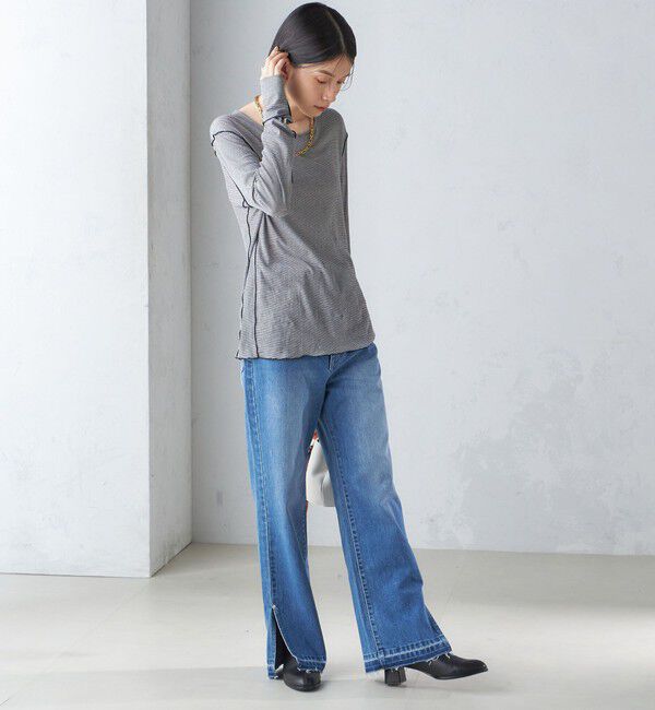 SHIPS for women「〈手洗い可能〉シアー ストレッチ クルーネック プルオーバー」|Tシャツ・カットソー|