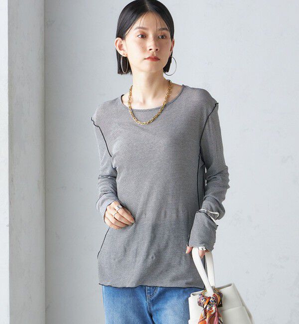 SHIPS for women「〈手洗い可能〉シアー ストレッチ クルーネック プルオーバー」|Tシャツ・カットソー|