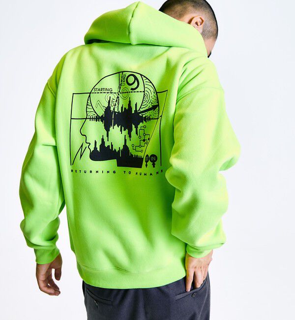 SHIPS「City Ambient Products: スプレープリント グラフィック プリント パーカー」|パーカー|ライトグリーン