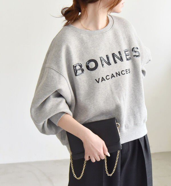 quaranciel「quaranciel:〈手洗い可能〉スパンコール刺繍 ロゴ スウェット」|スウェット・ジャージ|