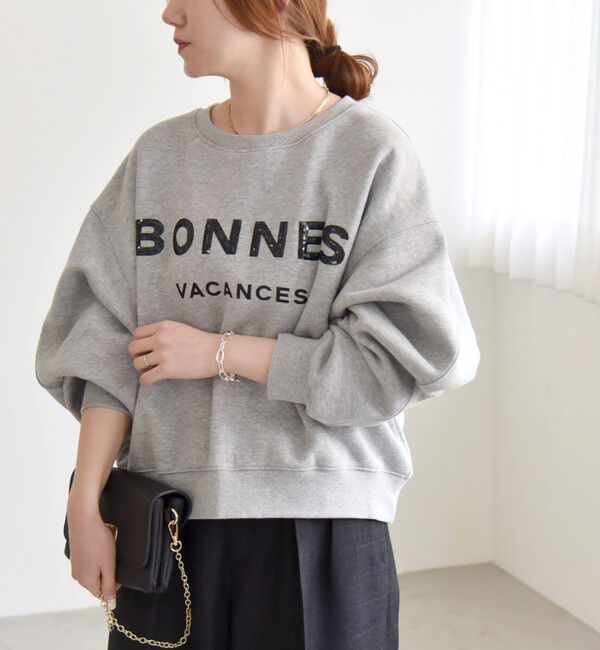 quaranciel「quaranciel:〈手洗い可能〉スパンコール刺繍 ロゴ スウェット」|スウェット・ジャージ|