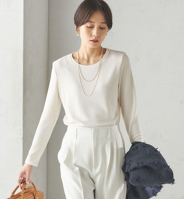 SHIPS for women「〈洗濯機可能〉ストレッチ リブ ロング スリーブ TEE」|Tシャツ・カットソー|