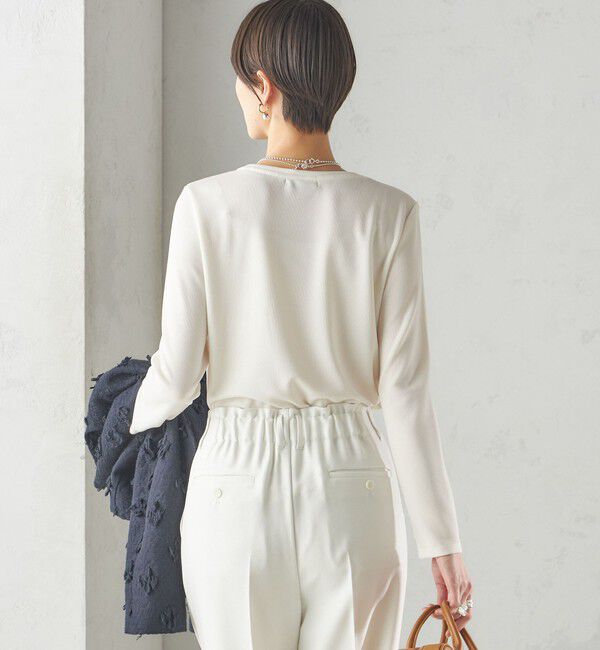 SHIPS for women「〈洗濯機可能〉ストレッチ リブ ロング スリーブ TEE」|Tシャツ・カットソー|