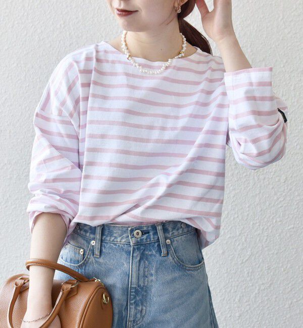 SHIPS any「Le minor:〈洗濯機可能〉ロングスリーブ ボーダー TEE 25SS」|Tシャツ・カットソー|ピンク
