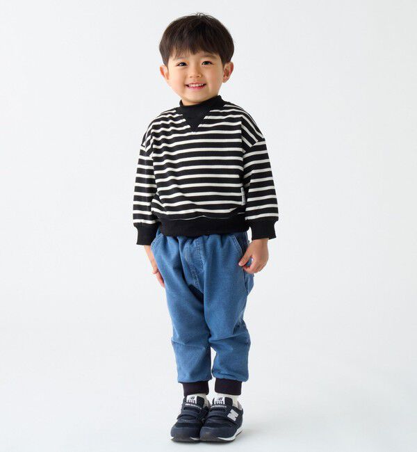 SHIPS Colors 「SHIPS Colors:80～130cm / ミニ裏毛 ボーダー モックネック トップス」|Tシャツ・カットソー|