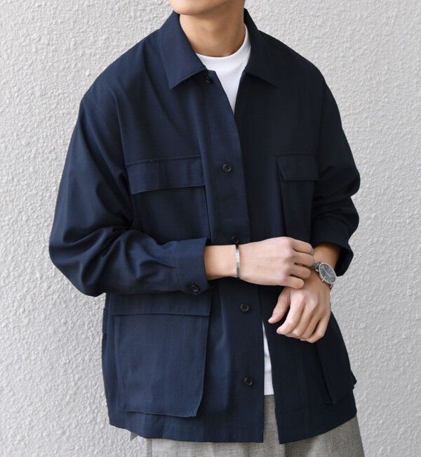 SHIPS any「SHIPS any:〈通気性/遮熱〉CALCULO サマートロピカル BDU シャツ◇」|シャツ・ブラウス|ネイビー