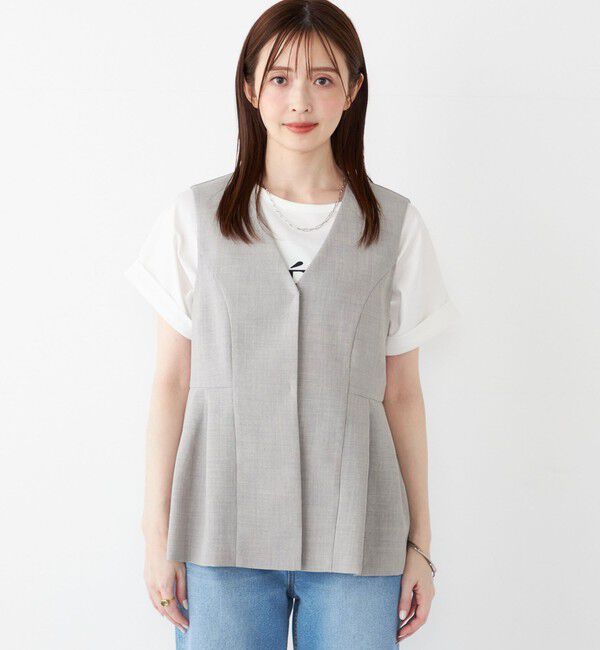 SHIPS Colors 「SHIPS Colors:〈洗濯機可能〉リネンライク ペプラム ベスト◇」|ベスト・ジレ|