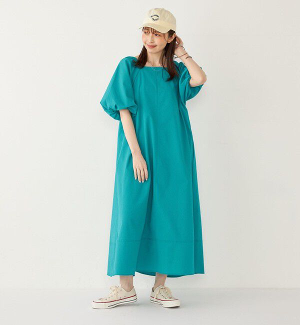 SHIPS Colors 「SHIPS Colors:〈接触冷感・洗濯機可能〉サッカー ２WAY パフスリーブ ワンピース」|ワンピース|ライトブルー