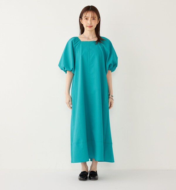 SHIPS Colors 「SHIPS Colors:〈接触冷感・洗濯機可能〉サッカー ２WAY パフスリーブ ワンピース」|ワンピース|