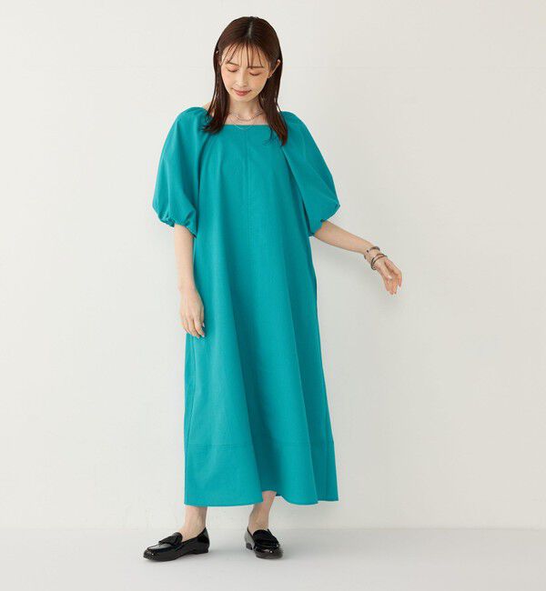 SHIPS Colors 「SHIPS Colors:〈接触冷感・洗濯機可能〉サッカー ２WAY パフスリーブ ワンピース」|ワンピース|