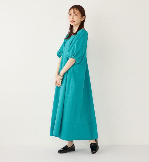 SHIPS Colors 「SHIPS Colors:〈接触冷感・洗濯機可能〉サッカー ２WAY パフスリーブ ワンピース」|ワンピース|