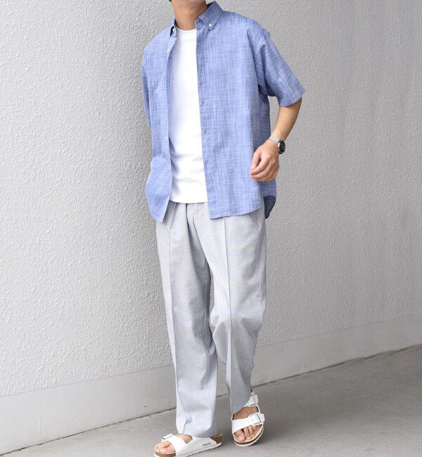 SHIPS any「SHIPS any: BEZ TEXTILE マルチカラー ストライプ/ソリッド ボタンダウン ショートスリーブ シャツ◇」|シャツ・ブラウス|