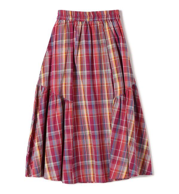 SHIPS Colors 「SHIPS Colors:〈手洗い可能〉マドラスチェック ギャザー スカート◇」|スカート|ピンク