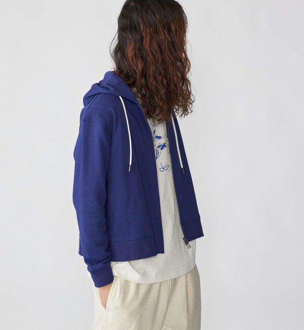 SHIPS「【WEB限定】SHIPS: クロップド ワイド ワンポイント ロゴ ジップアップ フーディー」|パーカー|