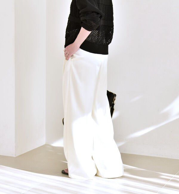 quaranciel「quaranciel:〈手洗い可能〉サテン ワイド ストレート スラックス」|その他|