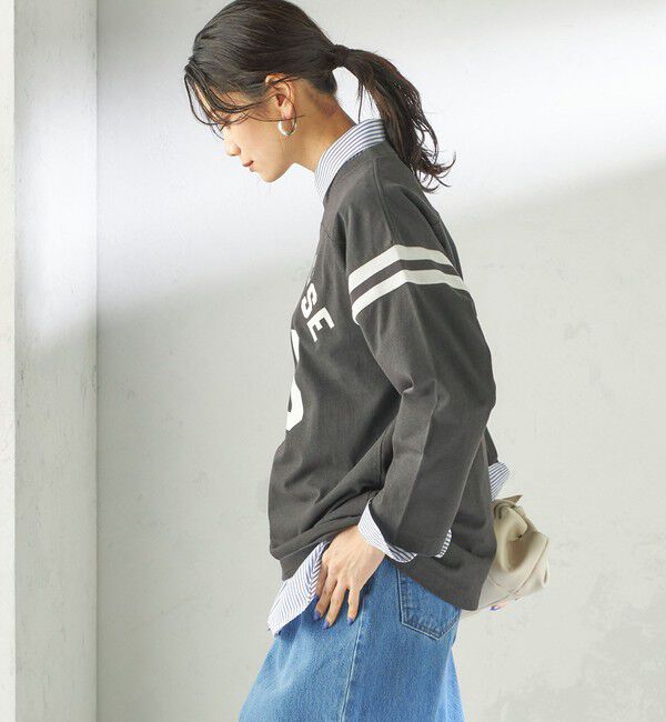 SHIPS for women「NINE CASE:〈洗濯機可能〉七分袖 フットボール TEE」|Tシャツ・カットソー|