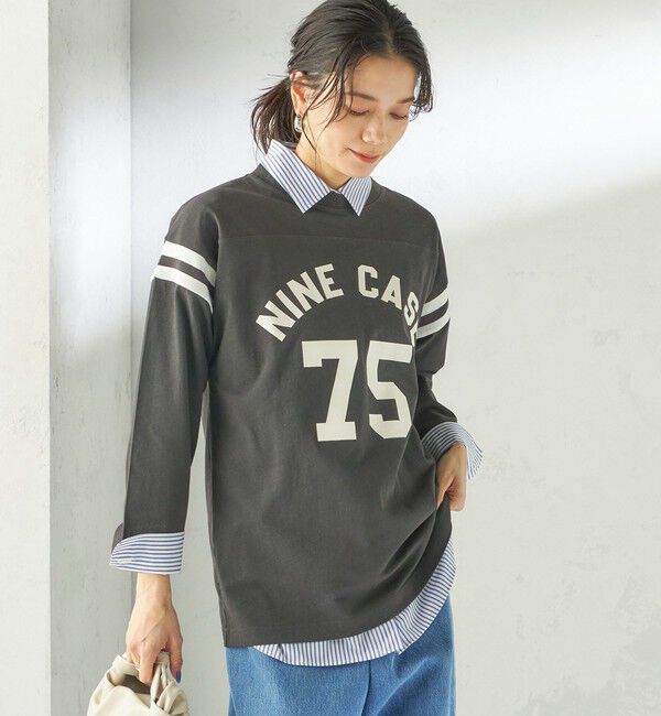 SHIPS for women「NINE CASE:〈洗濯機可能〉七分袖 フットボール TEE」|Tシャツ・カットソー|