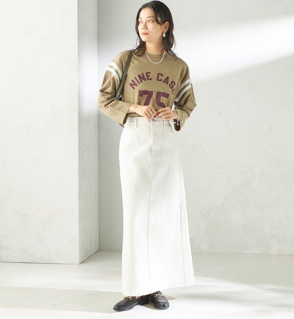 SHIPS for women「NINE CASE:〈洗濯機可能〉七分袖 フットボール TEE」|Tシャツ・カットソー|