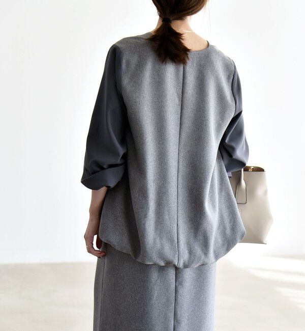 quaranciel「《予約》quaranciel:〈洗濯機可能〉Vネック ブラウス & Iライン スカート セットアップ」|ワンピース|