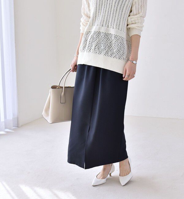 quaranciel「《予約》quaranciel:〈洗濯機可能〉Vネック ブラウス & Iライン スカート セットアップ」|ワンピース|