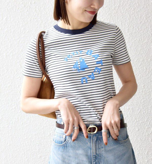 SHIPS any「《予約》【SHIPS any別注】PETIT BATEAU: ロゴ プリント コンパクト ボーダー TEE 26SS」|Tシャツ・カットソー|