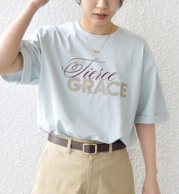 SHIPS for women「《予約》【WEB限定】バック タック ショート スリーブ ロゴ プリント TEE」|Tシャツ・カットソー|ライトブルー