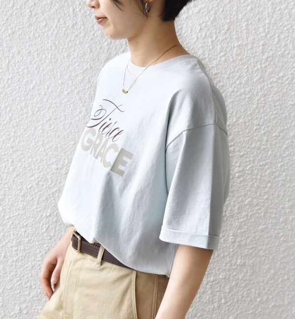 SHIPS for women「《予約》【WEB限定】バック タック ショート スリーブ ロゴ プリント TEE」|Tシャツ・カットソー|