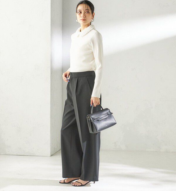 SHIPS for women「〈手洗い可能〉2WAY ポリエステル フリル カラー リブ ニット」|ニット・セーター|