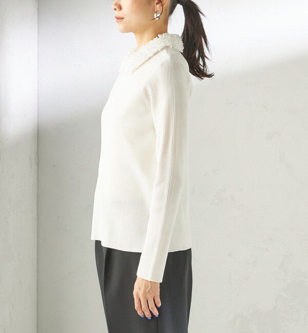 SHIPS for women「〈手洗い可能〉2WAY ポリエステル フリル カラー リブ ニット」|ニット・セーター|