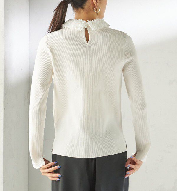 SHIPS for women「〈手洗い可能〉2WAY ポリエステル フリル カラー リブ ニット」|ニット・セーター|