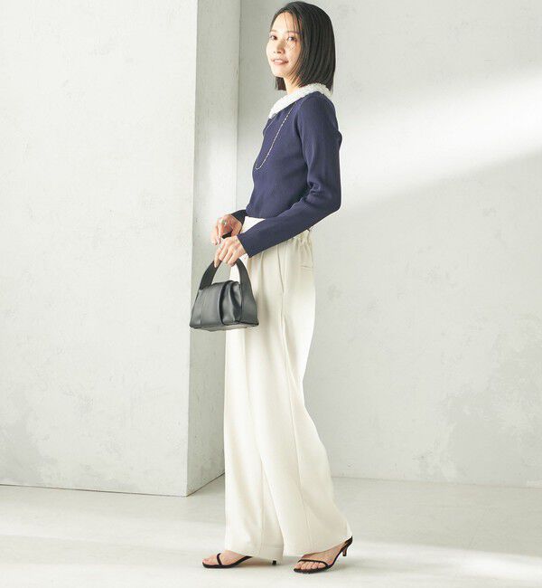 SHIPS for women「〈手洗い可能〉2WAY ポリエステル フリル カラー リブ ニット」|ニット・セーター|