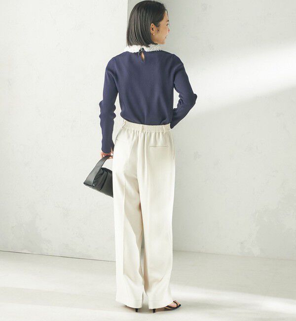 SHIPS for women「〈手洗い可能〉2WAY ポリエステル フリル カラー リブ ニット」|ニット・セーター|