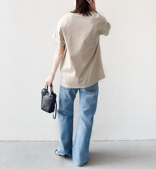 SHIPS for women「《予約》【WEB限定】オーガニック コットン ロゴ フレンチスリーブ TEE」|Tシャツ・カットソー|