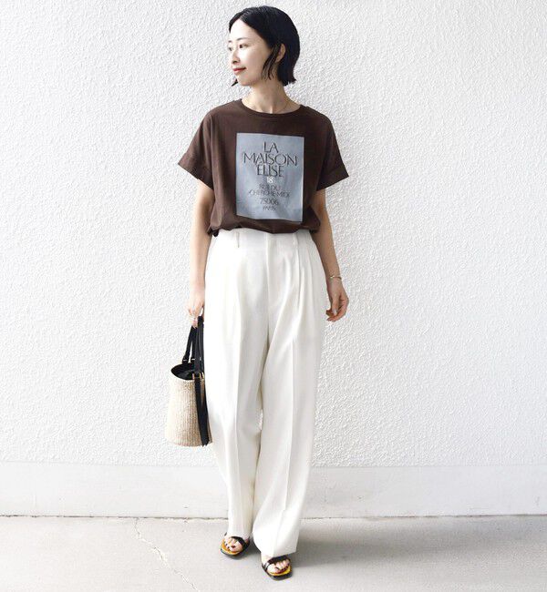 SHIPS for women「《予約》【WEB限定】オーガニック コットン ロゴ フレンチスリーブ TEE」|Tシャツ・カットソー|