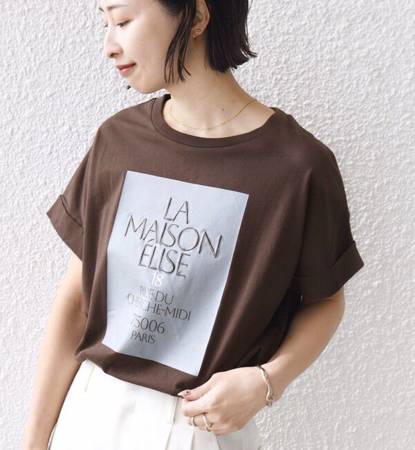 SHIPS for women「《予約》【WEB限定】オーガニック コットン ロゴ フレンチスリーブ TEE」|Tシャツ・カットソー|