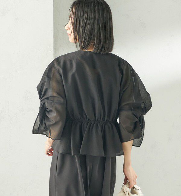 SHIPS for women「《予約》【SHIPS別注】troisiemeCHACO:〈手洗い可能〉シアー ボレロ ブラウス」|シャツ・ブラウス|