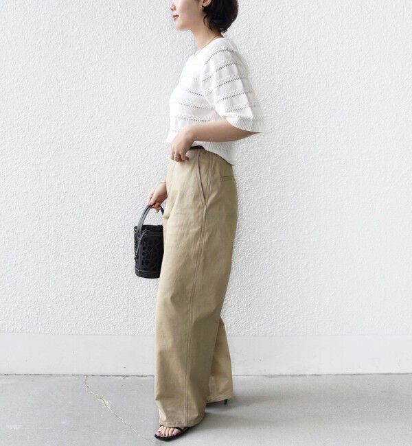 SHIPS for women「《予約》〈手洗い可能〉コットン レース柄 ショート スリーブ プルオーバー」|ニット・セーター|