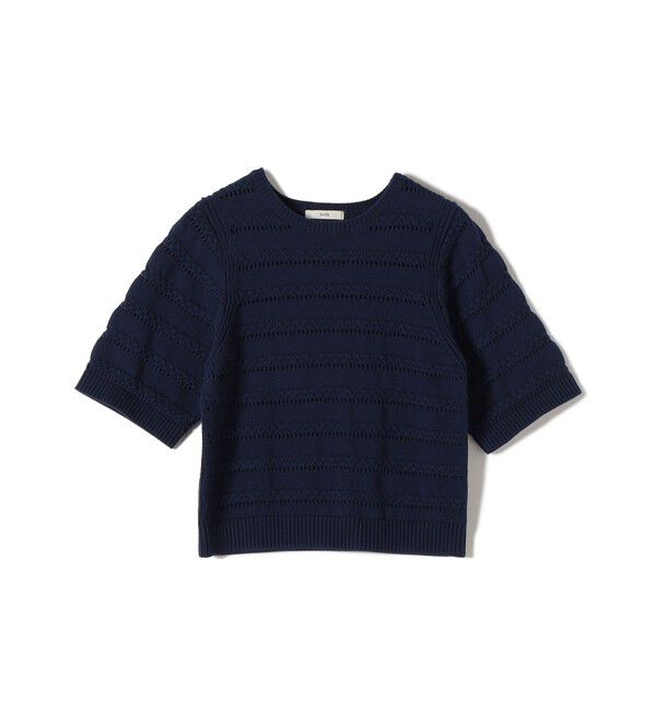 SHIPS for women「《予約》〈手洗い可能〉コットン レース柄 ショート スリーブ プルオーバー」|ニット・セーター|