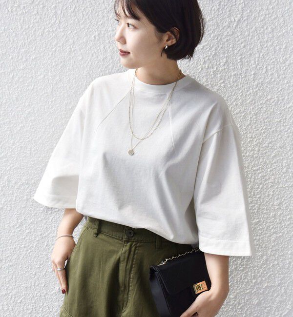 SHIPS for women「《予約》バスク ボーダー / 無地 5分袖 TEE」|Tシャツ・カットソー|