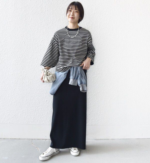 SHIPS for women「《予約》バスク ボーダー / 無地 5分袖 TEE」|Tシャツ・カットソー|