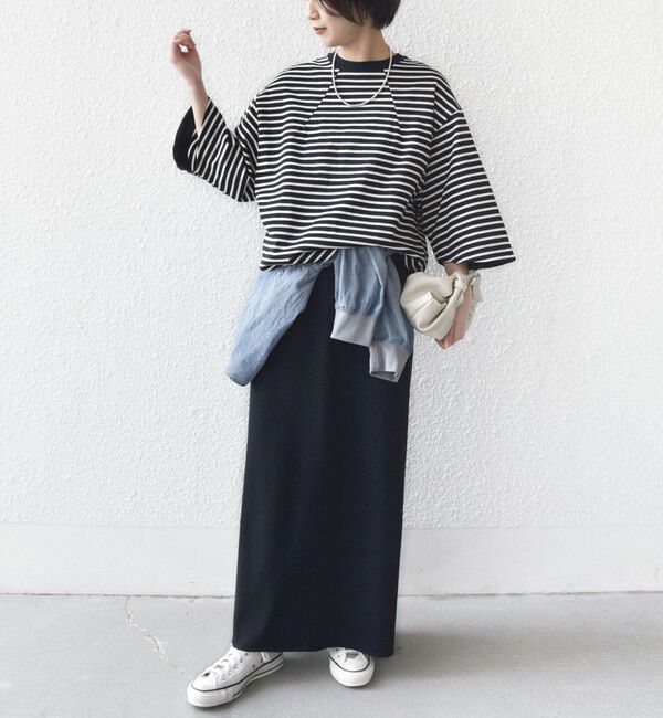 SHIPS for women「《予約》バスク ボーダー / 無地 5分袖 TEE」|Tシャツ・カットソー|