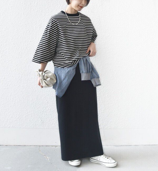 SHIPS for women「《予約》バスク ボーダー / 無地 5分袖 TEE」|Tシャツ・カットソー|