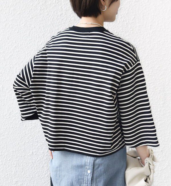 SHIPS for women「《予約》バスク ボーダー / 無地 5分袖 TEE」|Tシャツ・カットソー|