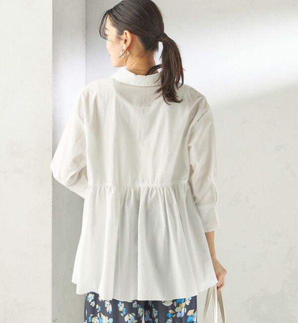 SHIPS for women「《予約》〈手洗い可能〉ポリエステル コットン ギャザー 切替 羽織 シャツ」|シャツ・ブラウス|