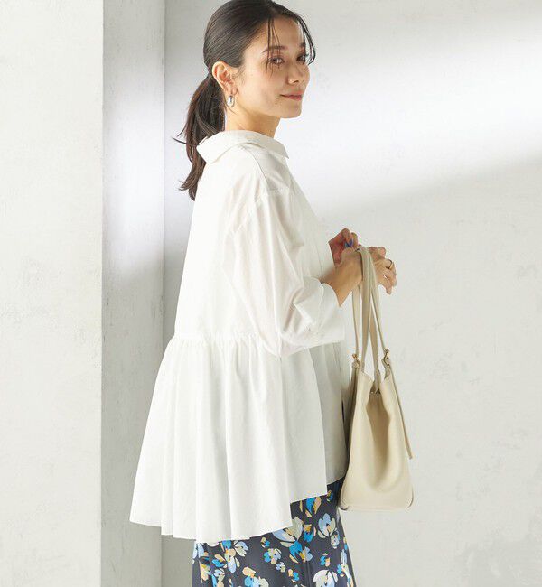 SHIPS for women「《予約》〈手洗い可能〉ポリエステル コットン ギャザー 切替 羽織 シャツ」|シャツ・ブラウス|