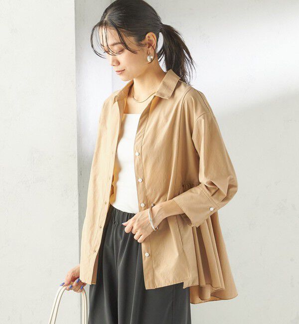 SHIPS for women「《予約》〈手洗い可能〉ポリエステル コットン ギャザー 切替 羽織 シャツ」|シャツ・ブラウス|