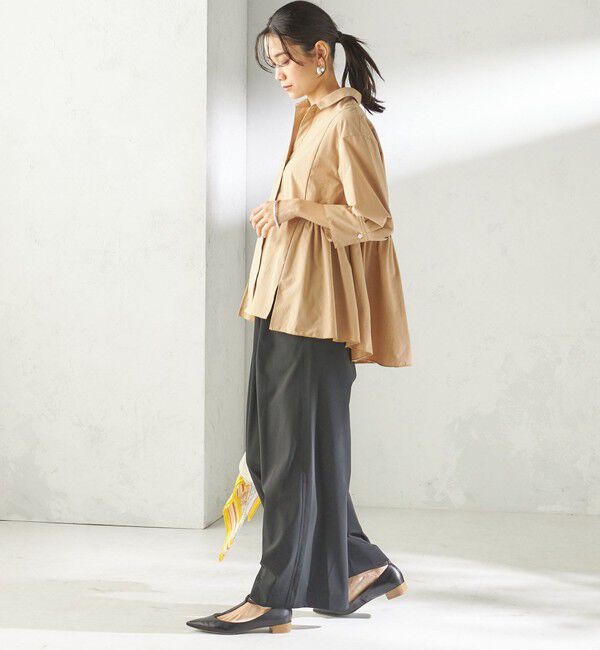 SHIPS for women「《予約》〈手洗い可能〉ポリエステル コットン ギャザー 切替 羽織 シャツ」|シャツ・ブラウス|