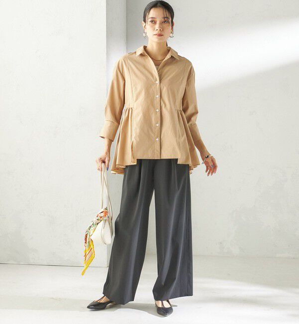 SHIPS for women「《予約》〈手洗い可能〉ポリエステル コットン ギャザー 切替 羽織 シャツ」|シャツ・ブラウス|