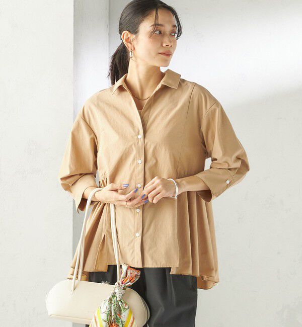 SHIPS for women「《予約》〈手洗い可能〉ポリエステル コットン ギャザー 切替 羽織 シャツ」|シャツ・ブラウス|